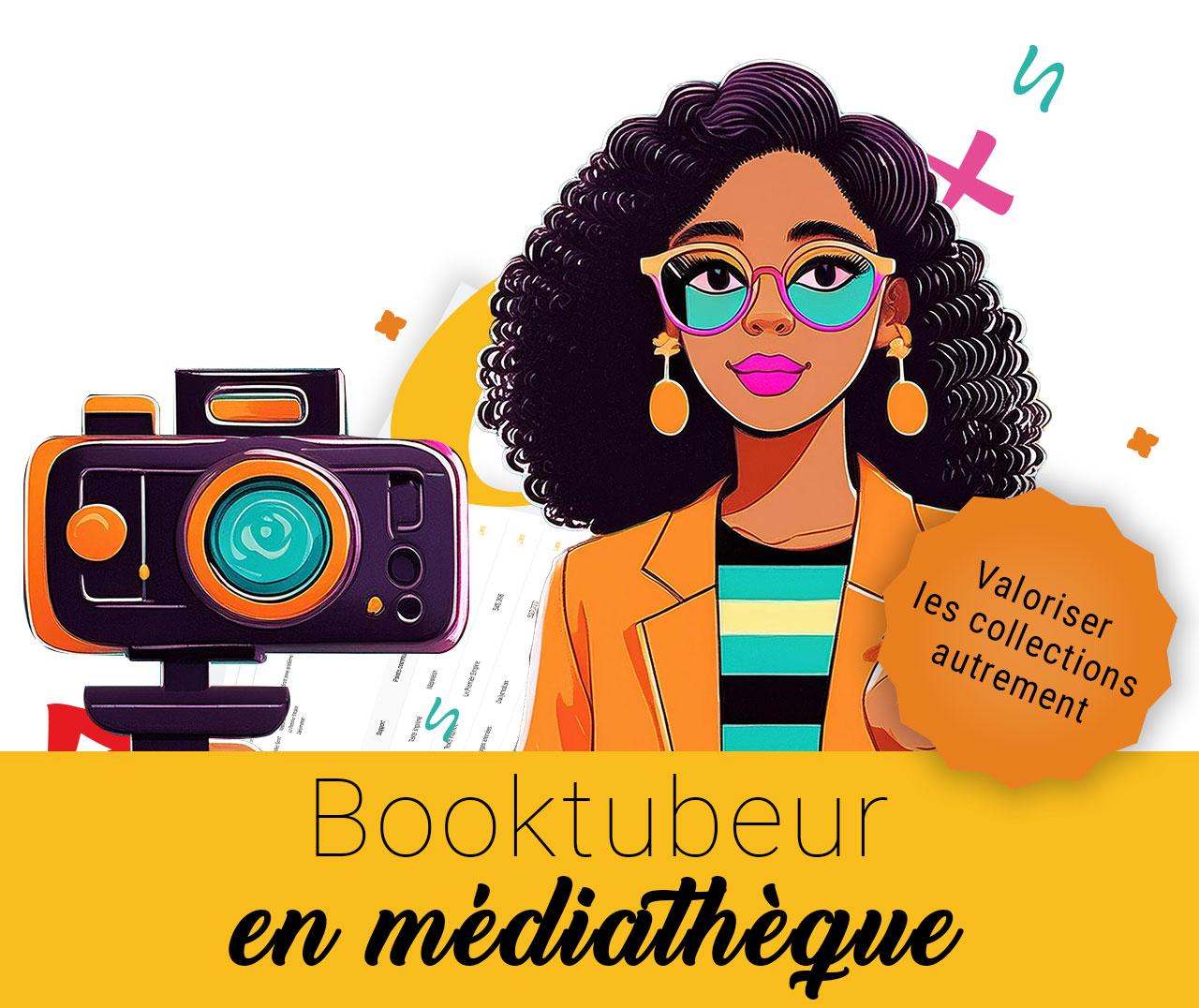 Booktubeur en bibliothèque